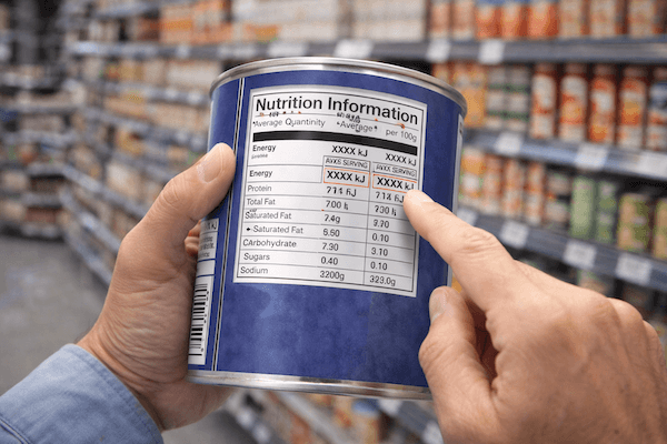 reading food labels in kj